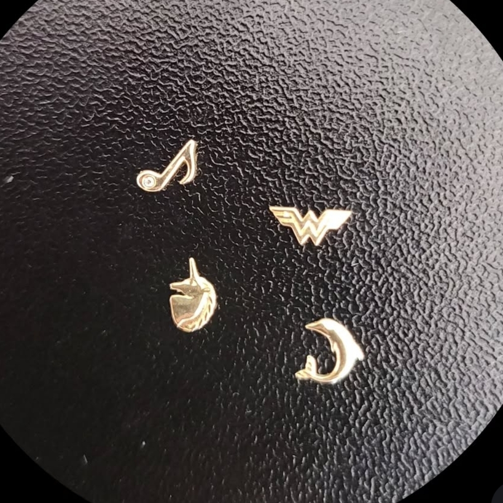 Gold Charm Set - Music Note, Wonder Woman, Cat, Moon
